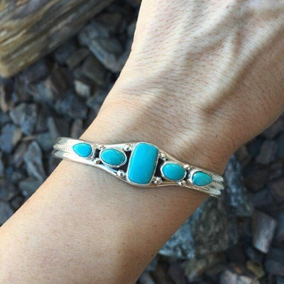 Gros bracelet argent en pierre de turquoise véritable Gros bracelet argent en pierre de turquoise véritable