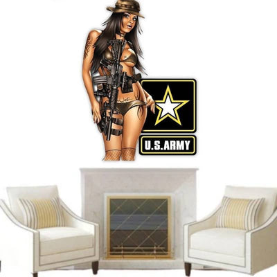 Stickers Américain Military Pin Up Girl