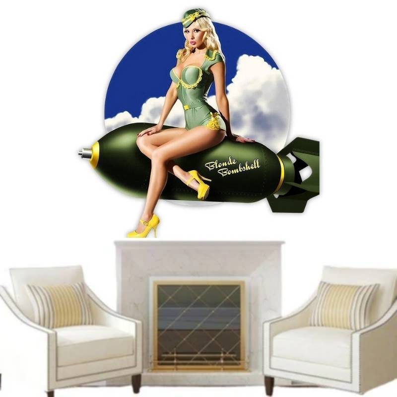 Autocolante vintage cu pin-up militar