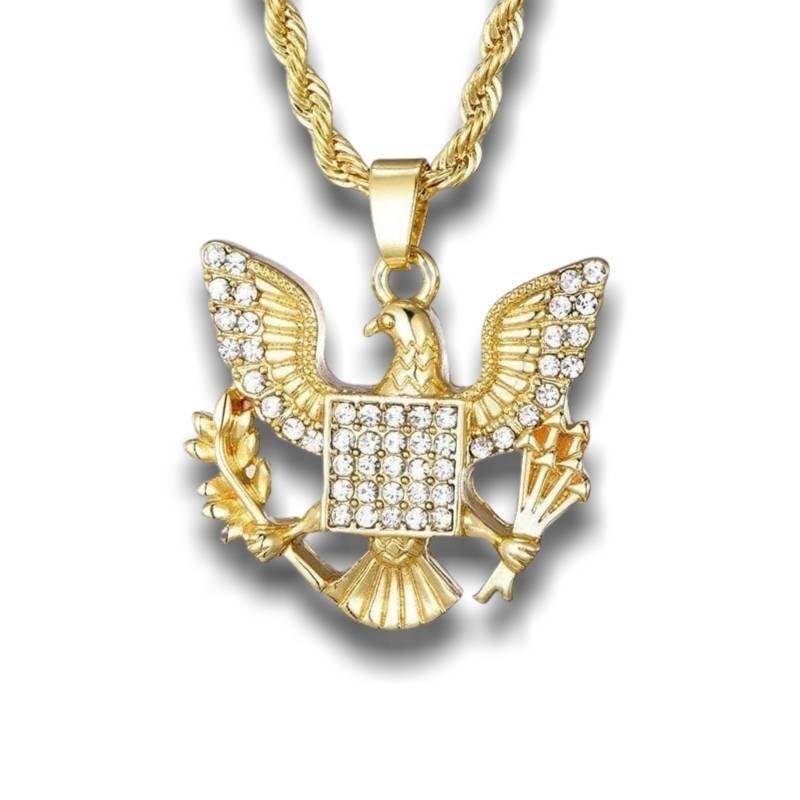 Винтидж златен медальон с орел