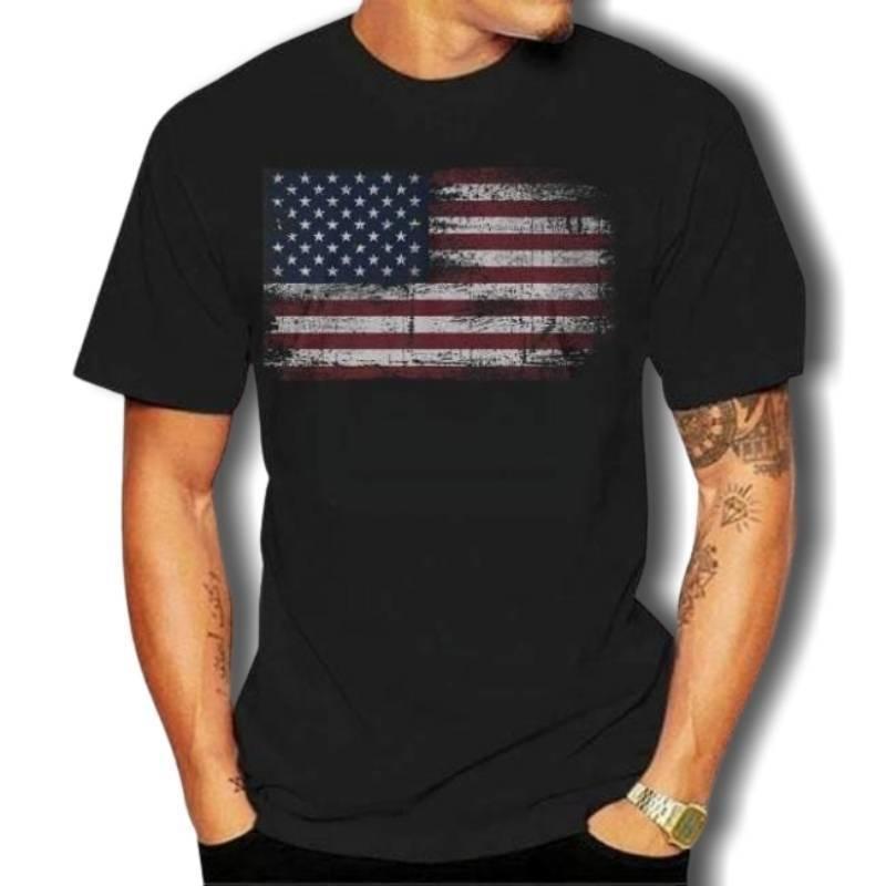 Tricou vintage cu steag american