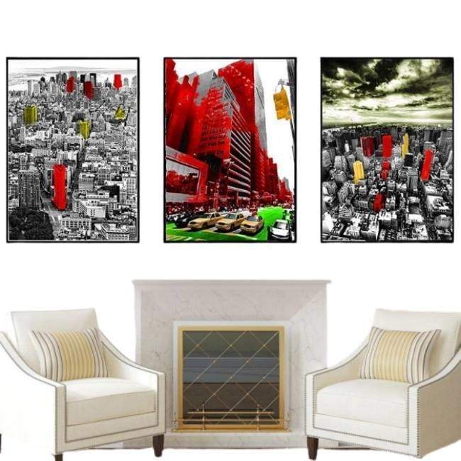 Pictură de epocă New York roșu și gri