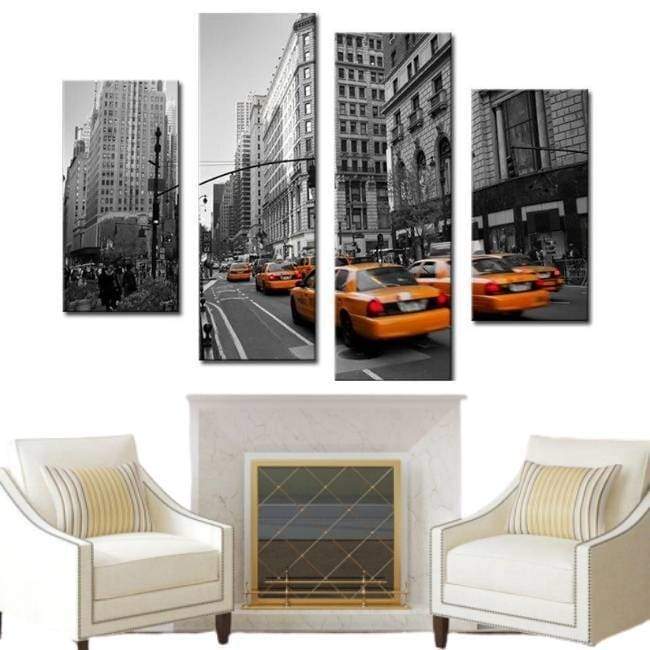 Pictură de taxi galben din New York de epocă